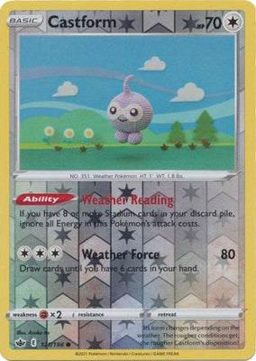 <transcy>Pokemon Card Chilling Reign 121/198 Castform Reverse Holo Common</transcy>