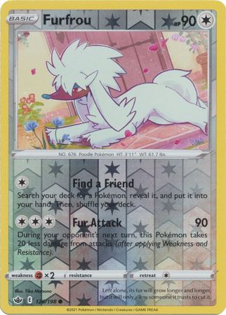 Pokemon Card Chilling Reign 126/198 Furfrou Reverse Holo Common