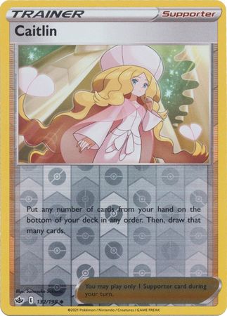 Pokemon Card Chilling Reign 132/198 Caitlin Supporter Reverse Holo Uncommon