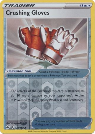 Pokemon Card Chilling Reign 133/198 Crushing Gloves Item Reverse Holo Uncommon