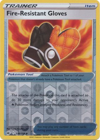 Pokemon Card Chilling Reign 138/198 Fire-Resistant Gloves Item Reverse Holo Uncommon