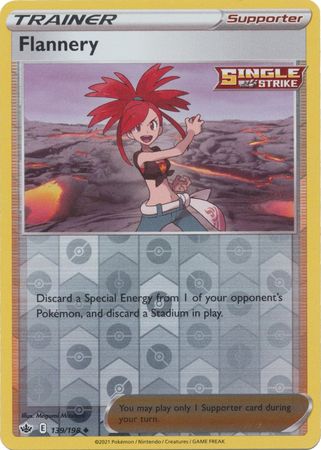 Pokemon Card Chilling Reign 139/198 Flannery Supporter Reverse Holo Uncommon