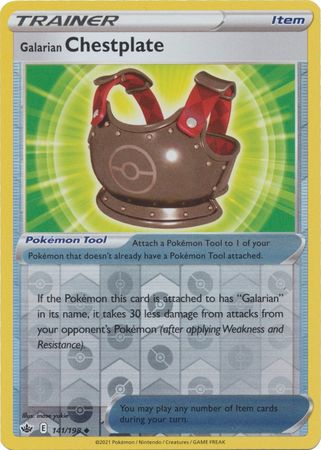 Pokemon Card Chilling Reign 141/198 Galarian Chestplate Item Reverse Holo Uncommon