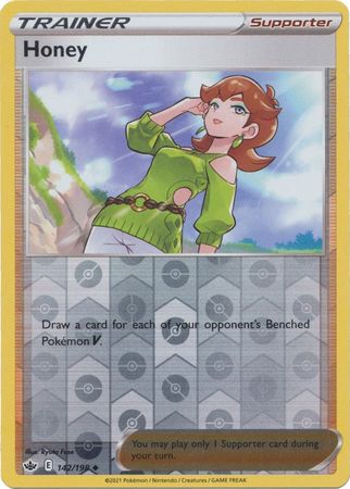 Pokemon Card Chilling Reign 142/198 Honey Supporter Reverse Holo Uncommon