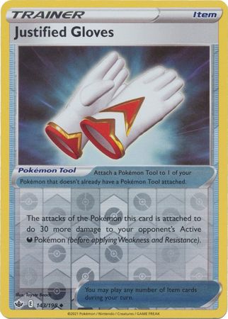 Pokemon Card Chilling Reign 143/198 Justified Gloves Item Reverse Holo Uncommon