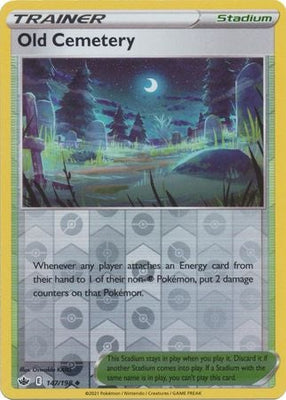 <transcy>لعبة Pokemon Card Chilling Reign 147/198 Old Cemetery Stadium Reverse Holo غير مألوف</transcy>