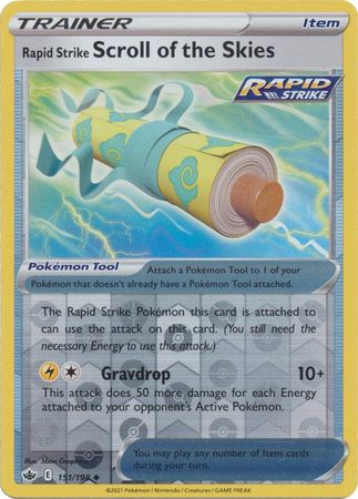 Pokemon Card Chilling Reign 151/198 Rapid Strike Scroll of the Skies Item Reverse Holo Uncommon