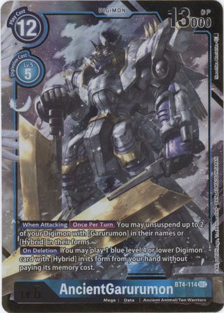 Digimon Card Great Legend AncientGarurumon BT4-114 SEC Alternate Art