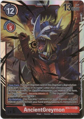 Digimon Card Great Legend AncientGreymon BT4-113 SEC