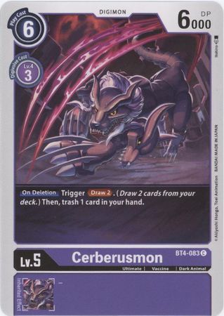 Digimon Card Great Legend Cerberusmon BT4-083 C