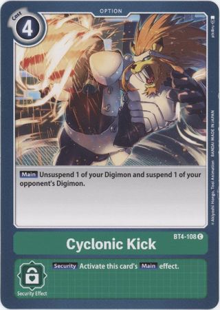 Digimon Card Great Legend Cyclonic Kick BT4-108 C