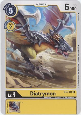 Digimon Card Great Legend Diatrymon BT4-040 C