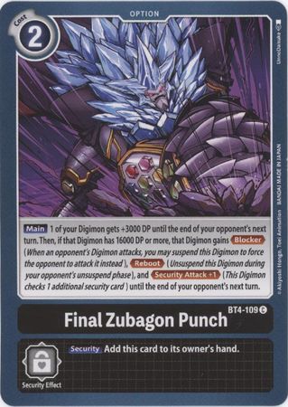 Digimon Card Great Legend Final Zubagon Punch BT4-109 C