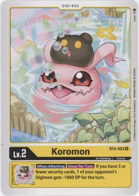 Digimon Card Great Legend Koromon BT4-003 U