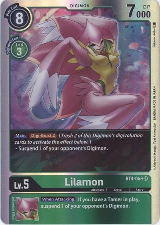 Digimon Card Great Legend Lilamon BT4-059 SR