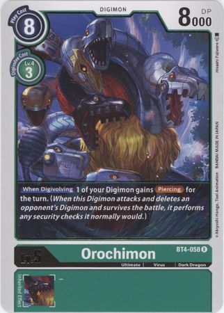 Digimon Card Great Legend Orochimon BT4-058 R