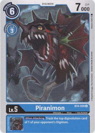 <transcy>Digimon Karte Große Legende Piranimon BT4-028 U</transcy>