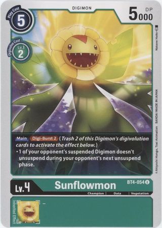 Digimon Card Great Legend Sunflowmon BT4-054 U