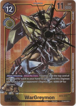 <transcy>Digimon Card Great Legend WarGreymon BT4-048 SR Alternative Art</transcy>