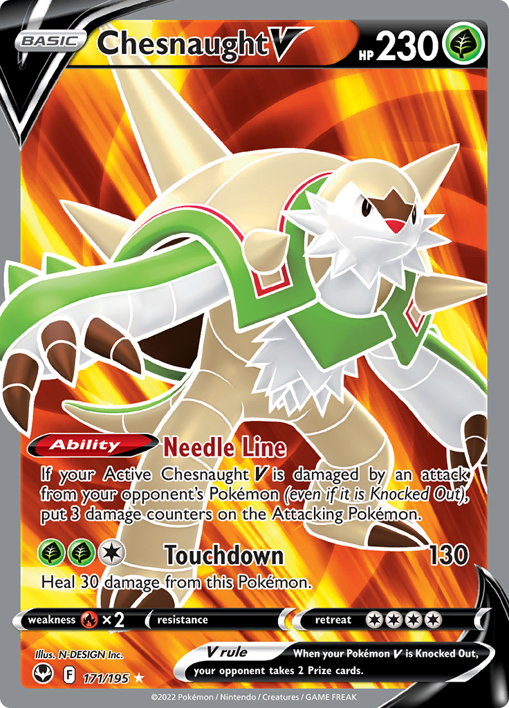 (S) Pokemon Card Silver Tempest 171/195 Chesnaught V Full Art *MINT*