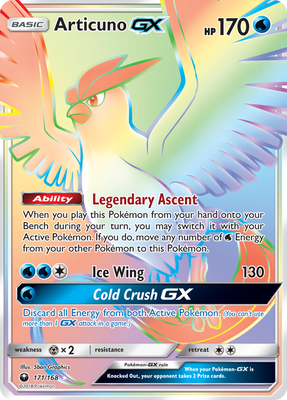 بطاقة بوكيمون Celestial Storm 171/168 Articuno-GX بوكيمون هايبر نادرة *MINT*