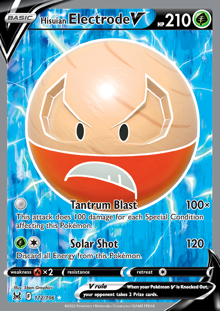 Pokemon Card Lost Origin 172/196 Hisuian Electrode V Full Art *MINT*