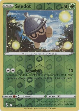 Pokemon Card Evolving Skies 5/203 005/203 Seedot Reverse Holo Common