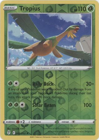 Pokemon Card Evolving Skies 6/203 006/203 Tropius Reverse Holo Rare