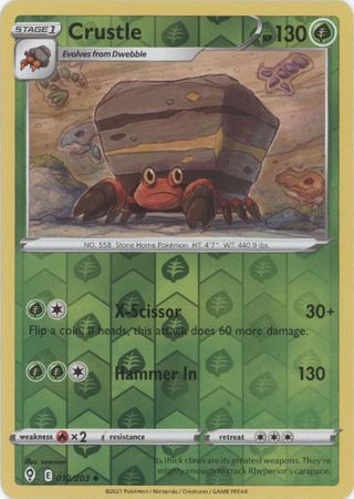 Pokemon Card Evolving Skies 12/203 012/203 Crustle Reverse Holo Uncommon