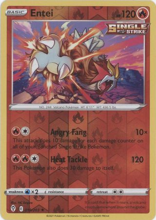 <transcy>口袋妖怪卡片进化天空 19/203 019/203 Entei Reverse Holo Holo 稀有</transcy>