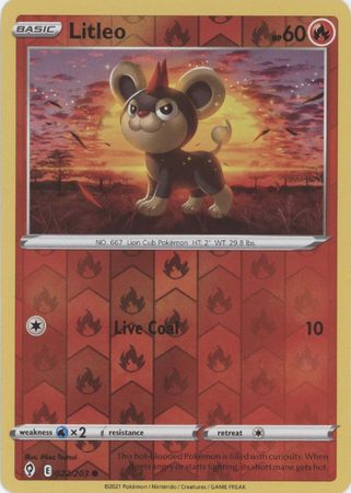 <transcy>Pokemon Card Evolving Skies 22/203 022/203 Litleo Reverse Holo Common</transcy>