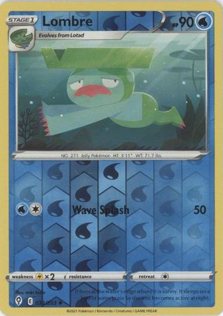 Pokemon Card Evolving Skies 33/203 033/203 Lombre Reverse Holo Uncommon