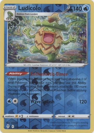 Pokemon Card Evolving Skies 34/203 034/203 Ludicolo Reverse Holo Holo Rare