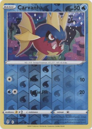 Pokemon Card Evolving Skies 35/203 035/203 Carvanha Reverse Holo Common