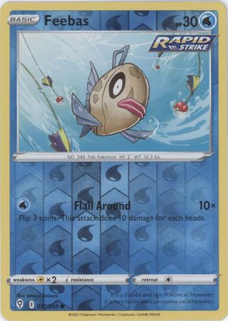 Pokemon Card Evolving Skies 37/203 037/203 Feebas Reverse Holo Common