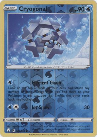 Pokemon Card Evolving Skies 43/203 043/203 Cryogonal Reverse Holo Common