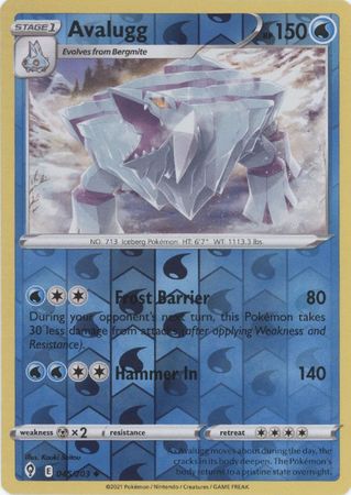 Pokemon Card Evolving Skies 45/203 045/203 Avalugg Reverse Holo Uncommon