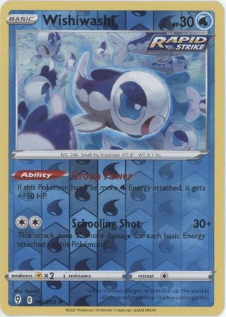 Pokemon Card Evolving Skies 46/203 046/203 Wishiwashi Reverse Holo Rare