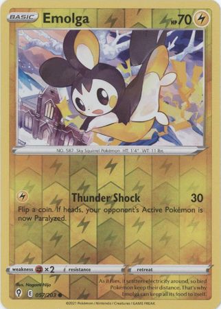 Pokemon Card Evolving Skies 57/203 057/203 Emolga Reverse Holo Common