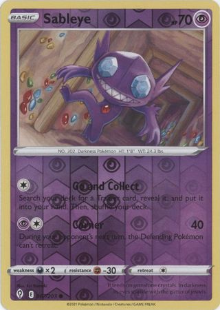 Pokemon Card Evolving Skies 67/203 067/203 Sableye Reverse Holo Common