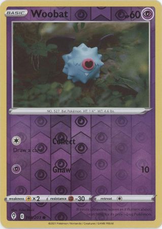 Pokemon Card Evolving Skies 68/203 068/203 Woobat Reverse Holo Common