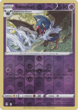 Pokemon Card Evolving Skies 69/203 069/203 Swoobat Reverse Holo Uncommon