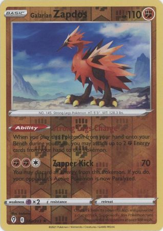 Pokemon Card Evolving Skies 82/203 082/203 Galarian Zapdos Reverse Holo Holo Rare