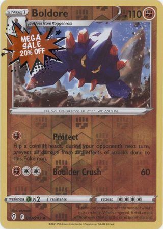 Pokemon Card Evolving Skies 87/203 087/203 Boldore Reverse Holo Uncommon