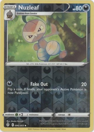 Pokemon Card Evolving Skies 96/203 096/203 Nuzleaf Reverse Holo Uncommon