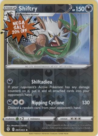 Pokemon Card Evolving Skies 97/203 097/203 Shiftry Reverse Holo Rare