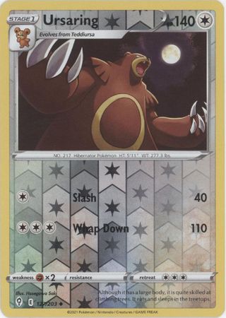 Pokemon Card Evolving Skies 127/203 127/203 Ursaring Reverse Holo Uncommon