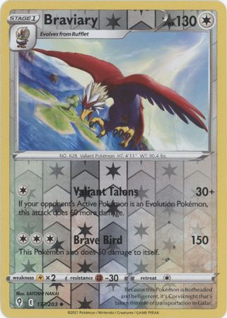 Pokemon Card Evolving Skies 137/203 137/203 Braviary Reverse Holo Uncommon