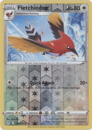 Pokemon Card Evolving Skies 139/203 139/203 Fletchinder Reverse Holo Uncommon