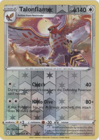 Pokemon Card Evolving Skies 140/203 140/203 Talonflame Reverse Holo Rare